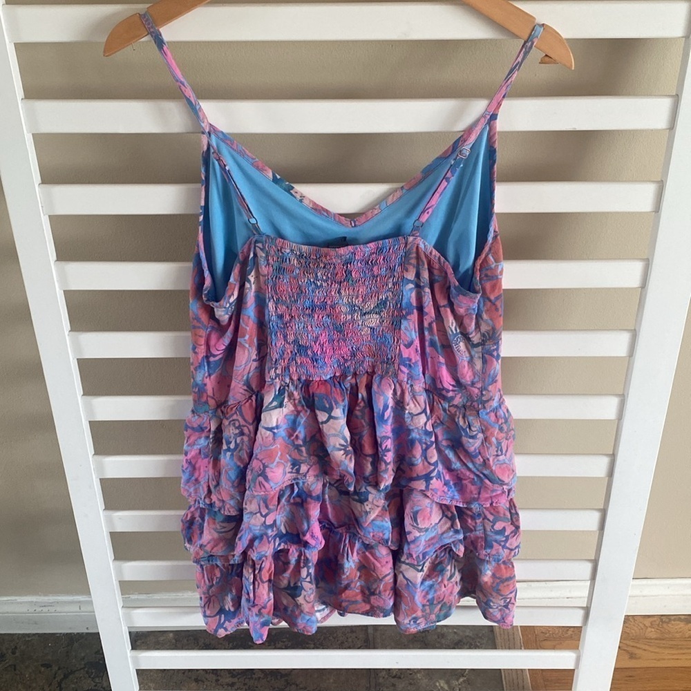 Wild Fable Fit & Flare Multi Floral Ruffle Layer Sleeveless Mini Dress Size L - Picture 5 of 12